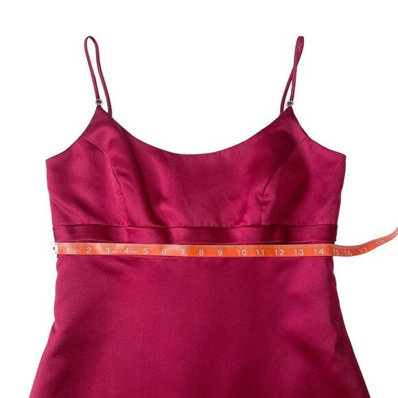 Vintage Maroon spagetti strap satin Formal Bridal long ball gown size 6 - Picture 5 of 10